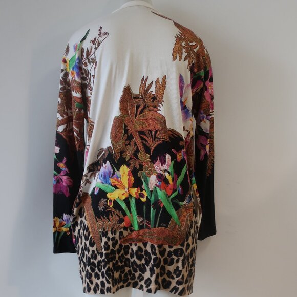 Womens Etro Milano Multi Floral Animal Print Silk Blend Cardigan Sweater 38 US/2 - Picture 7 of 11